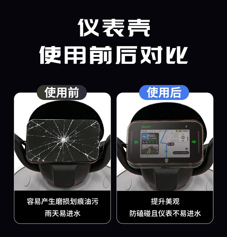 Suitable for Ninebot V70/A260 waterproof instrument case, central control screen protective cover, high-definition transparent modification accessories