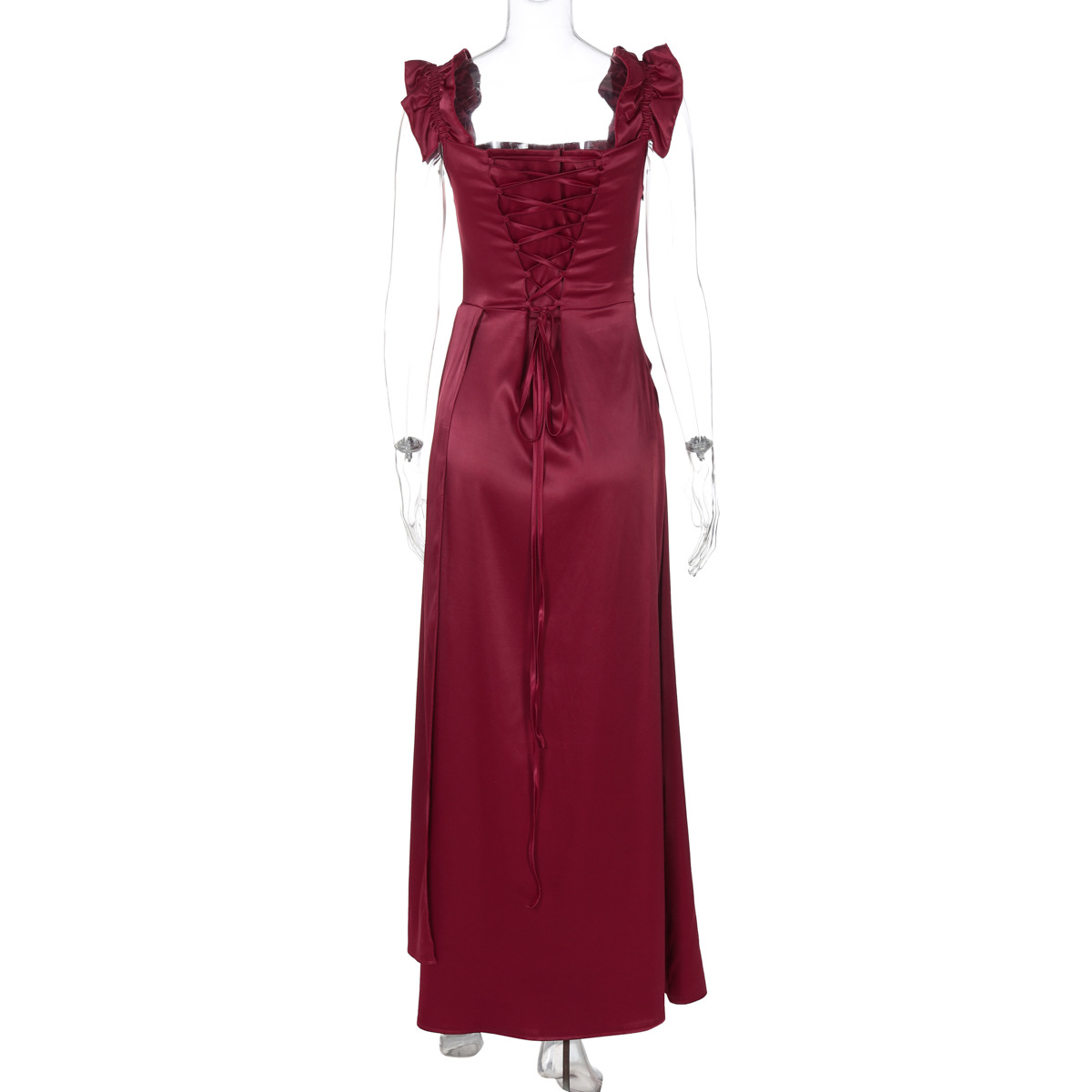Women Clothing Spring Summer Sexy Back Lace up Waist Controlled Shoulder Strap Dress 7 Women Clothing Spring Summer Sexy Back Lace up Waist Controlled Shoulder Strap Dress