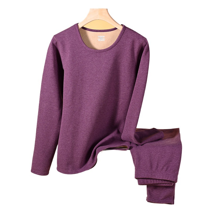 Traje de ropa interior térmica de terciopelo dorado, otoño e invierno para hombres más seda de terciopelo, cuello redondo, ropa de otoño, pantalones largos, fiebre para mujeres