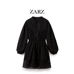 ZARZ自作欧米風新型女装ファッションモデル透かし彫り刺繍ミニワンピース8351230