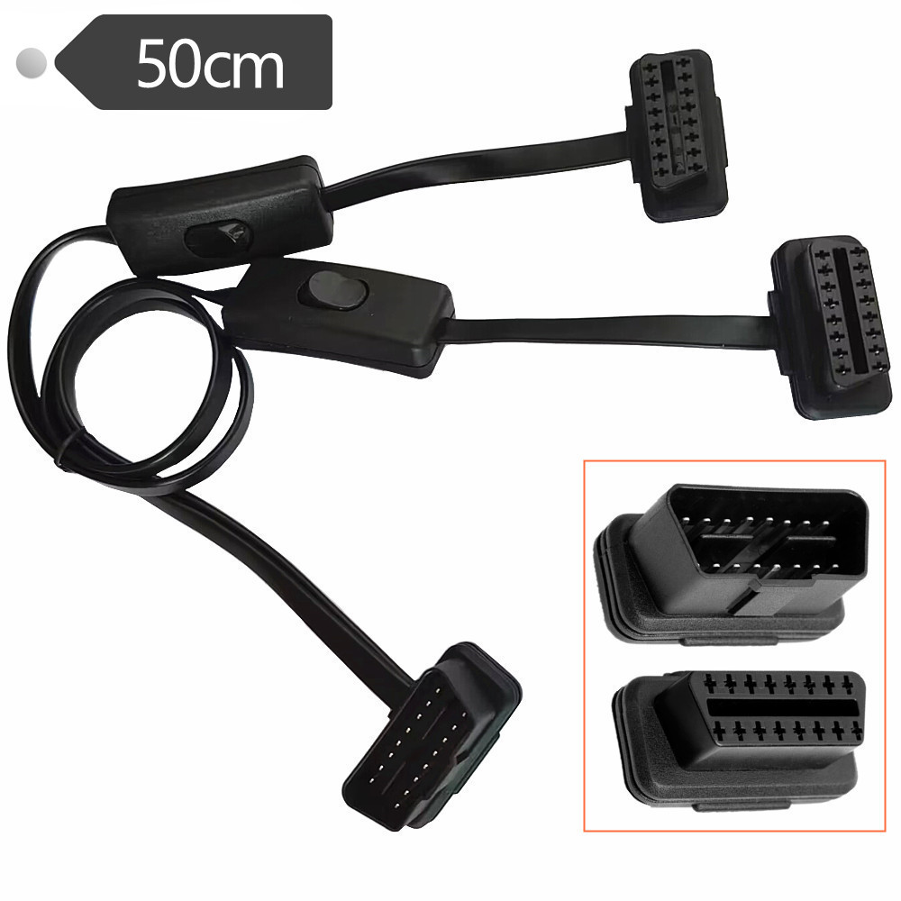 带开关汽车obd2一分二蓝牙elm327图吧hud分线盒子优驾扁线延长线