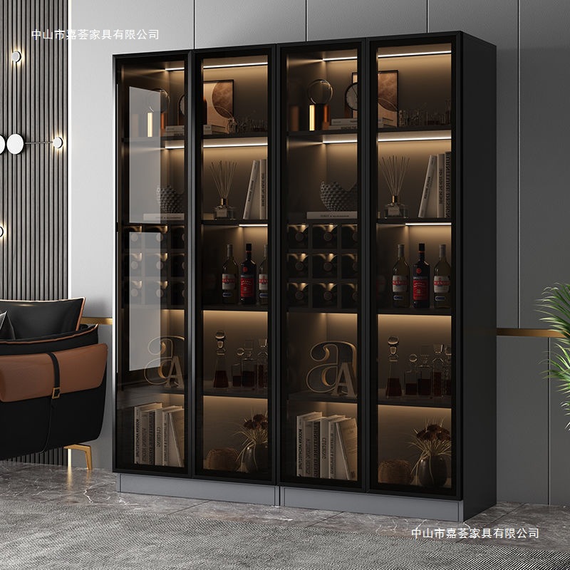 Light Luxury Wine Cabinet, Wall Storage Cabinet, Modern Simple High-End Sideboard, Household Integrated Side Cabinet, Glass Door Display Cabinet