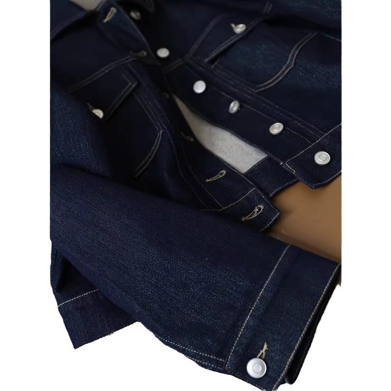 Women's Clothing This sense of quality is really gone! Bright Silk Lapel Niche Design Short Denim Coat Women's Spring_voghion.com
