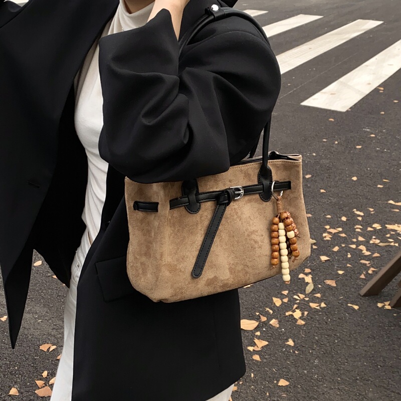 秋冬复古大容量麂皮绒包包女式2025新款高级感通勤单肩手提托特包|undefined