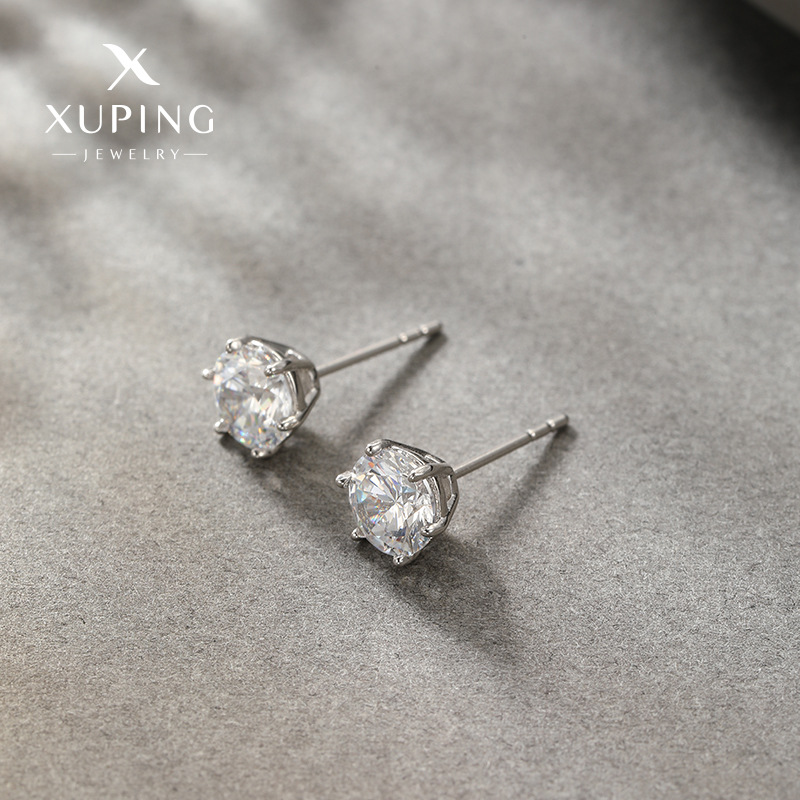 Pendientes de circonita de seis puntas de nuevo estilo Xuping para mujer, diseño sencillo estilo INS, pendientes básicos versátiles.