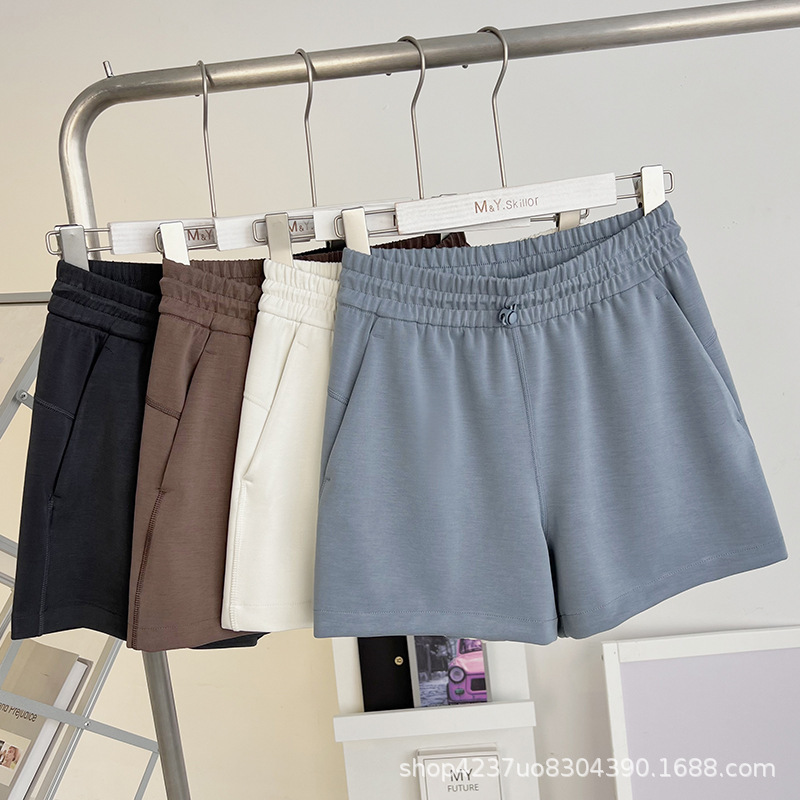 Lulu's Same Style Softstreme Cupro Air Layer Quarter Pants Loose High Waist Slimming Look Versatile Yoga Shorts