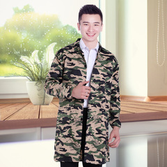 Mid-length thickened uniform polyester camouflage labor protection pure polyester denim coat advertising work clothes can be opened for additional tickets