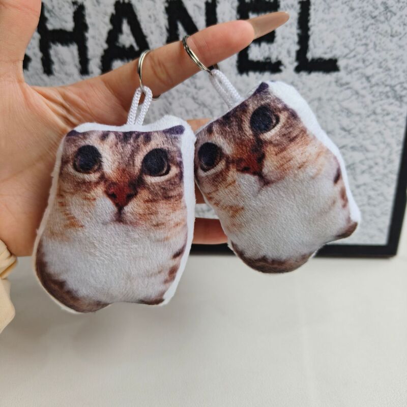 Baba Bo Little Kitten Voice Pendant, Press to Make Sound, Abstract Gadget, Gift for Friends, Plush Keychain, Makes Snoring Sounds