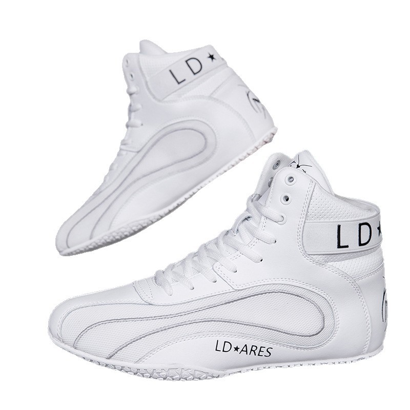 Zapatos de lucha libre de cuero transfronterizos para hombres fitness entrenamiento integral de fuerza zapatos de boxeo zapatos de lucha deslizantes transpirables zapatos sanda