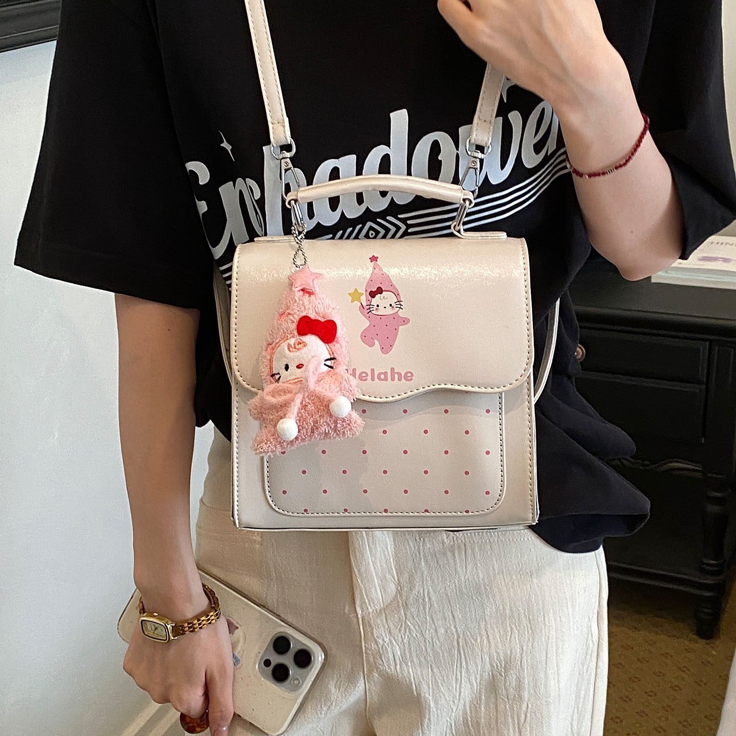 Bolsa de viaje de mujer temperamento de moda bolsa de estilo de onda punto nuevo 2026 viaje de verano bolsa de hombro universidad