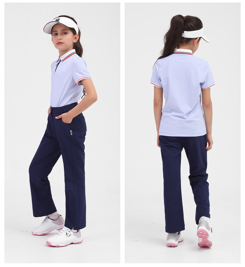 Áo thun tay ngắn golf bé gái PGM – Thoáng khí, khô nhanh mùa xuân hè — YF413 màu hồng, YF411 màu tím nhạt, YF413 màu xanh nhạt, YF413 màu xanh hải quân chi tiết 11