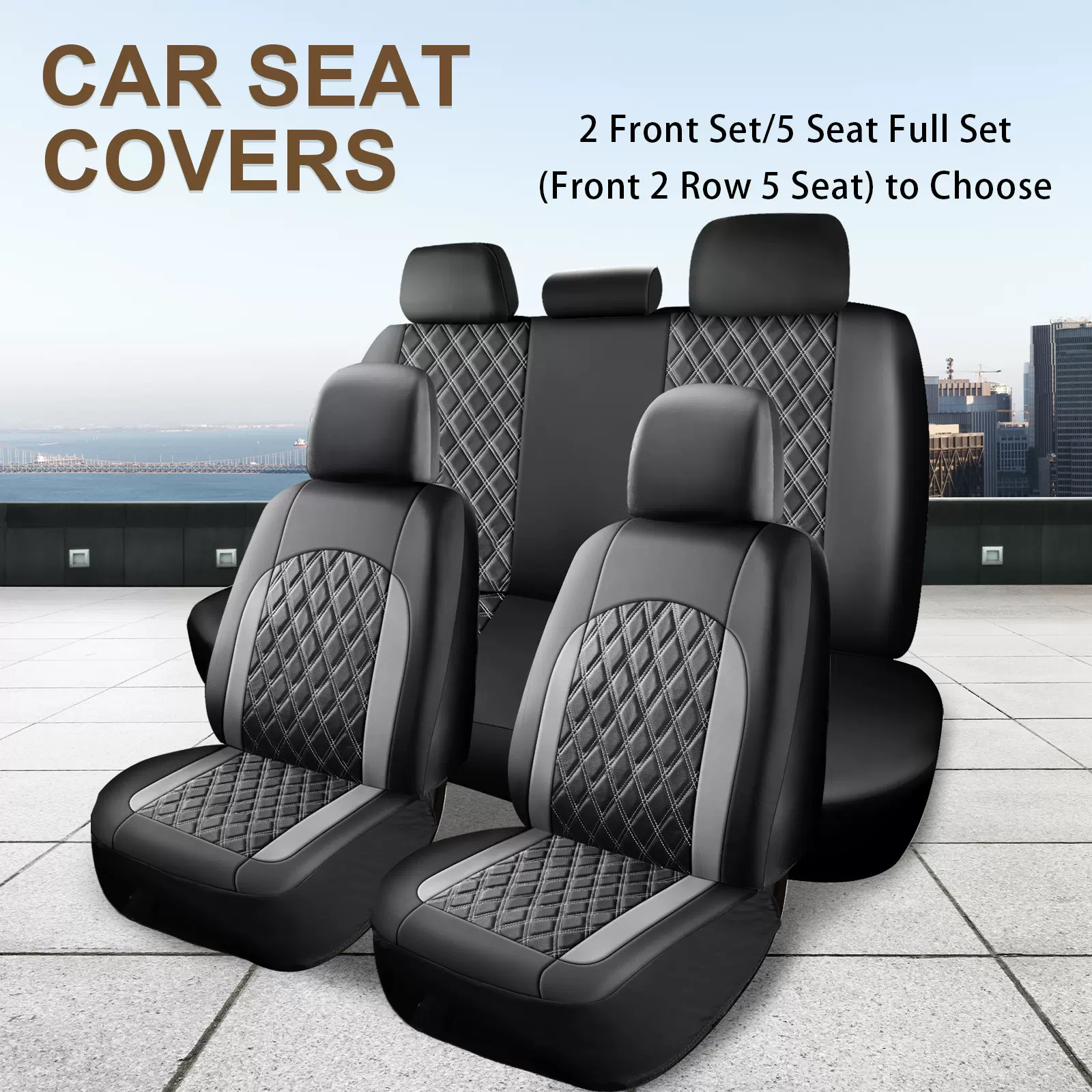 汽车坐垫SeatCover亚马逊热销座椅垫定制包装座套皮革座垫厂家