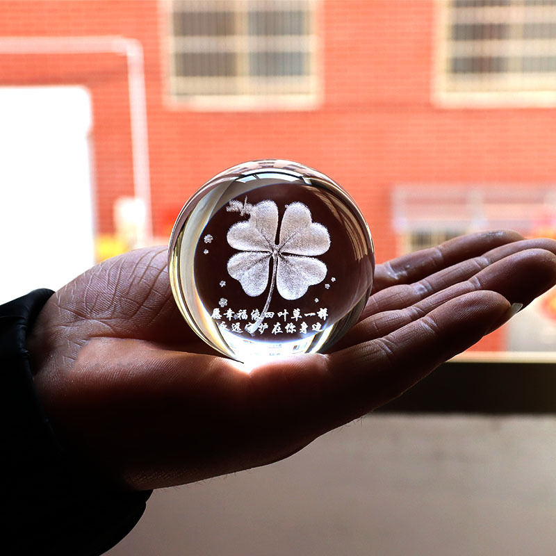 Factory direct sales solid crystal ball glass ball laser 3D internally carved ball home accessories ornaments housewarming birthday gift