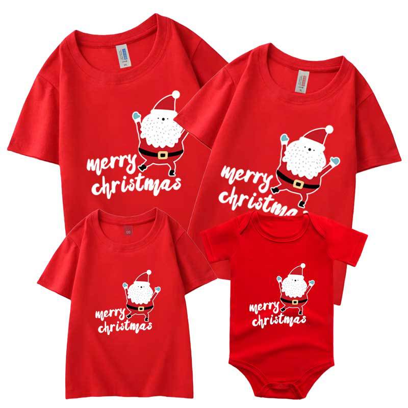 Camiseta venta al por mayor verano inglés Santa Claus auto-producido y auto-vendido algodón refinado padre-hijo Clase de ropa venta rápida niños de manga corta cuello redondo