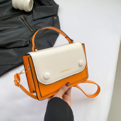 今年流行時尚小清新撞色拼接小包包女2024春季新款百搭斜挎小方包