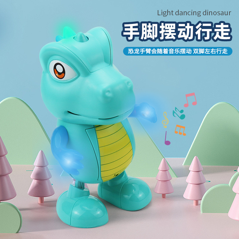 Juguetes eléctricos transfronterizos para niños coloridos música ligera bailando dinosaurio modelo de dibujos animados muñeca juguetes al por mayor