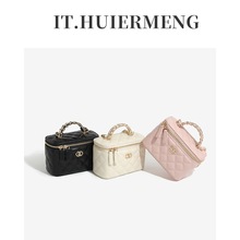 广州狮岭女包正品真皮盒子包2025夏季链条小方包时尚菱格斜挎包