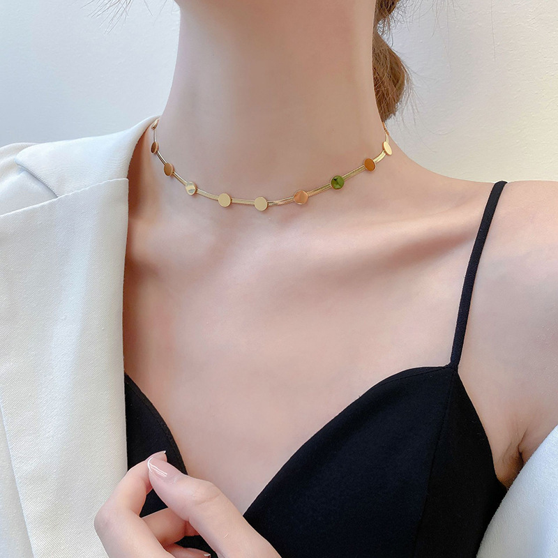 fashion simple gold titanium steel necklace choker necklace