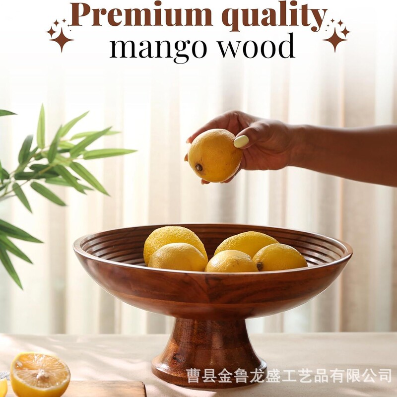 Kitchen Light Luxury Wooden Fruit Plate Wood Grain Retro Style Popular Tea Snacks Living Room Dining Table Decoration Fruit Plate