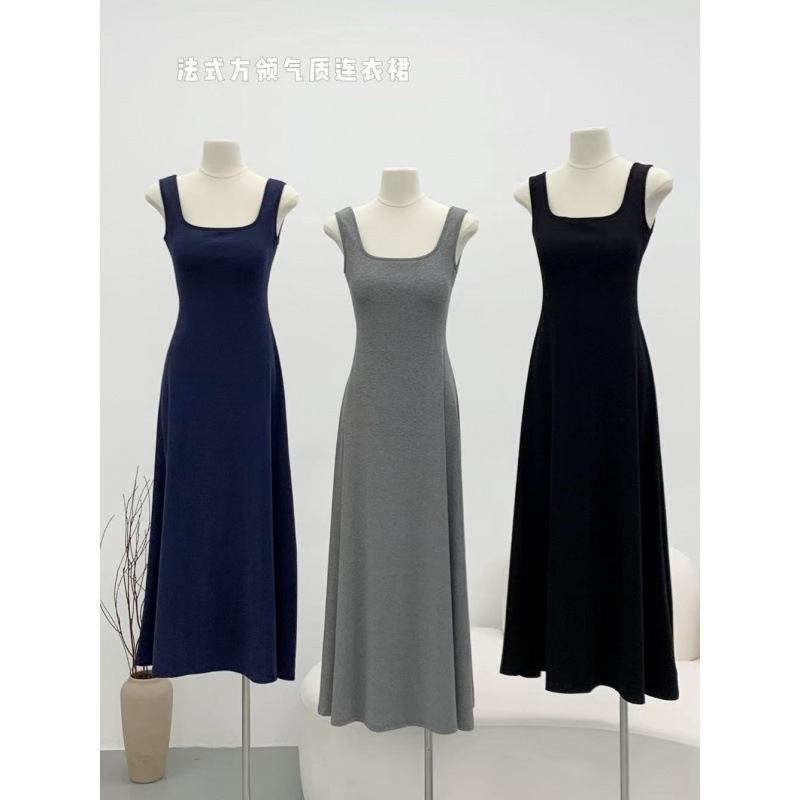 Modal Summer Square Neck Camisole Dress Large Size Loose Outer Wear Inner Bottoming Sleeveless Knee-Length Skirt