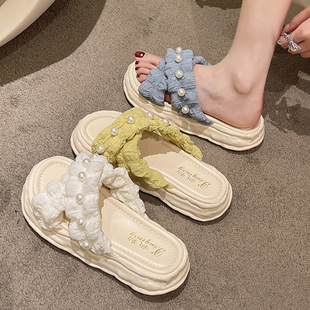 Fairy Style Sandals for Women's Summer Outer Wear 2025 New Dissolving Thick-Soled Platform Shoes Seaside Vacation Beach Slippers Ins