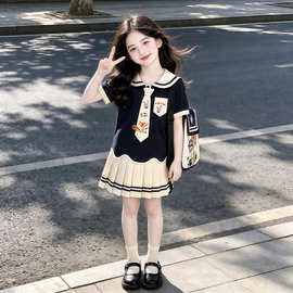 女孩大童夏季朱迪警官连衣裙儿童裙子2026新款女童短袖T恤裙夏装