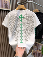 厂家直销新款士2024夏季新款后背翅膀烫钻时尚高端个性短袖T恤衫