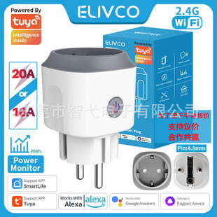 Tuya Smart Wifi Socket 16A Eu Plug with Electricity Metering Statistics Mobile App Voice Control