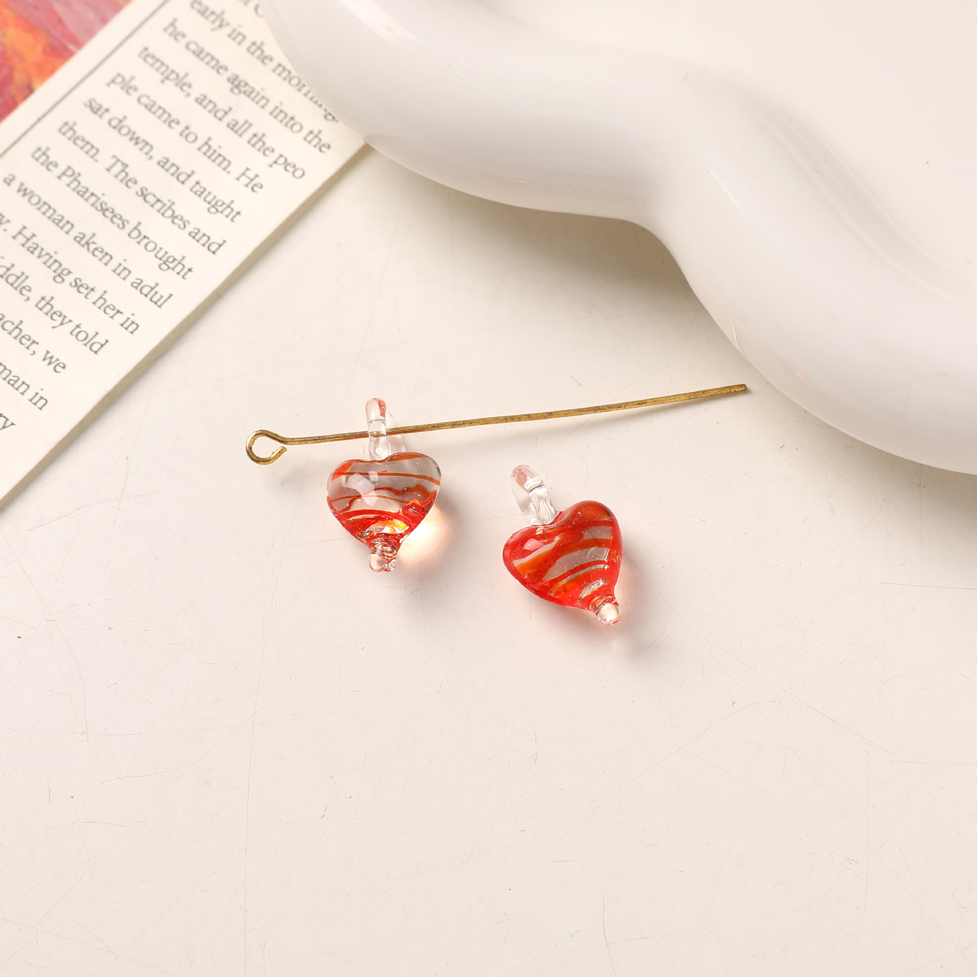 2g Weight Pendant Jewelry Making Type DIY Jewelry Accessories Classification 1 Piece Quantity glass Material Heart Shape Pattern All Seasons Season Simple Style Style 1 Piece Glass Heart Shape Pendant DIY Jewelry Accessories 6