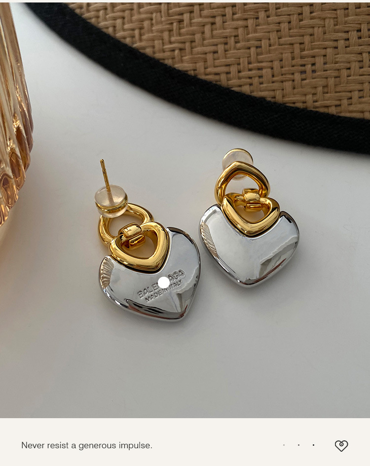 Earrings Classification 1 Pair Simple Style Heart Shape Plating Copper Alloy 18k Gold Plated Earrings
