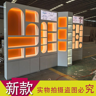 High-End Cosmetics Paint Display Cabinet Luxury Sample with Light Beauty Salon Store Storage Integrated Cabinet Layered Shelf