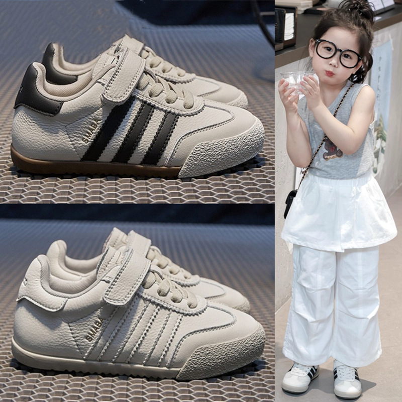 Girls' Black and White Genuine Leather Moral Training Shoes 2025 Spring & Fall Children's Shoes Boys' Soft-Soled Sports Shoes Lightweight Versatile White Shoes