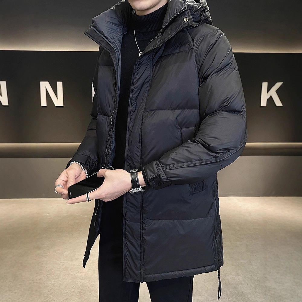 Down Jacket Mid-Length Men's Winter 2025 New Hooded Loose Warm Thickened Casual Jacket Trendy