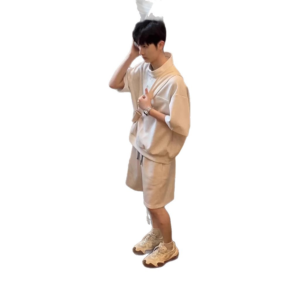 Boys' Cool and Handsome Outfits, a Complete Set of Polo Shirts, Short-Sleeved Shorts Suits, Men's Summer 2025 New Casual Sports