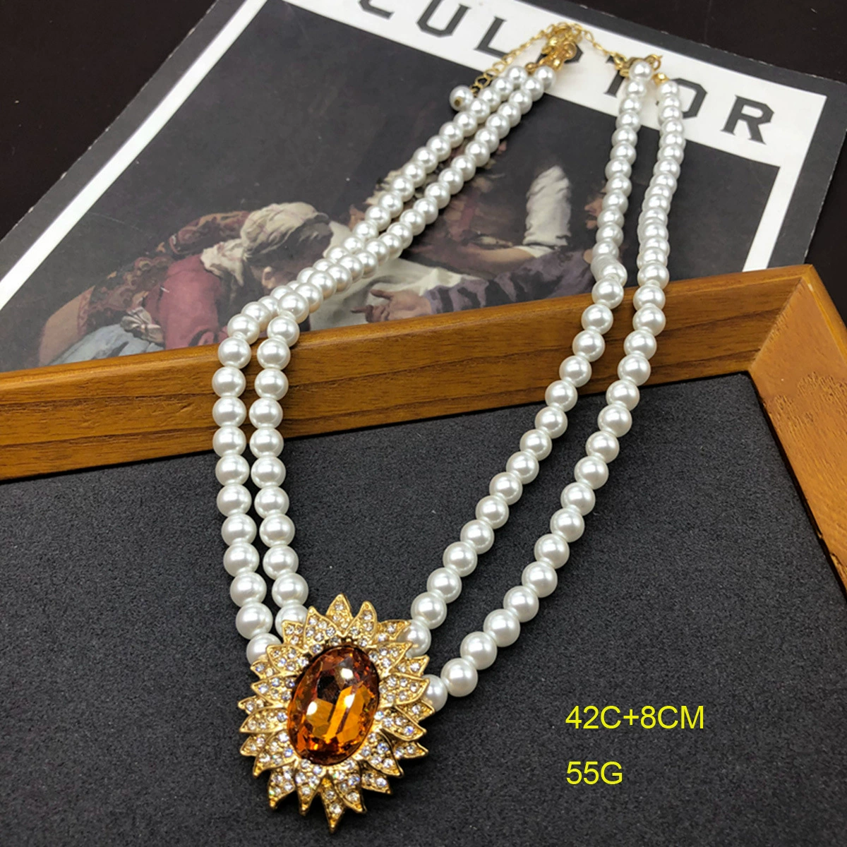 Проволоко design ожерелье и серьги из солнечной батареи из жемчуга, кольцо, набор, с камнем