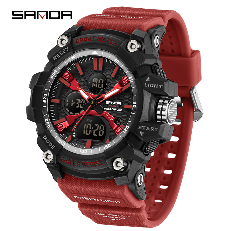 Sanda reloj de venta caliente deportes para estudiantes reloj electrónico luminoso fresco tendencia de moda reloj electrónico impermeable