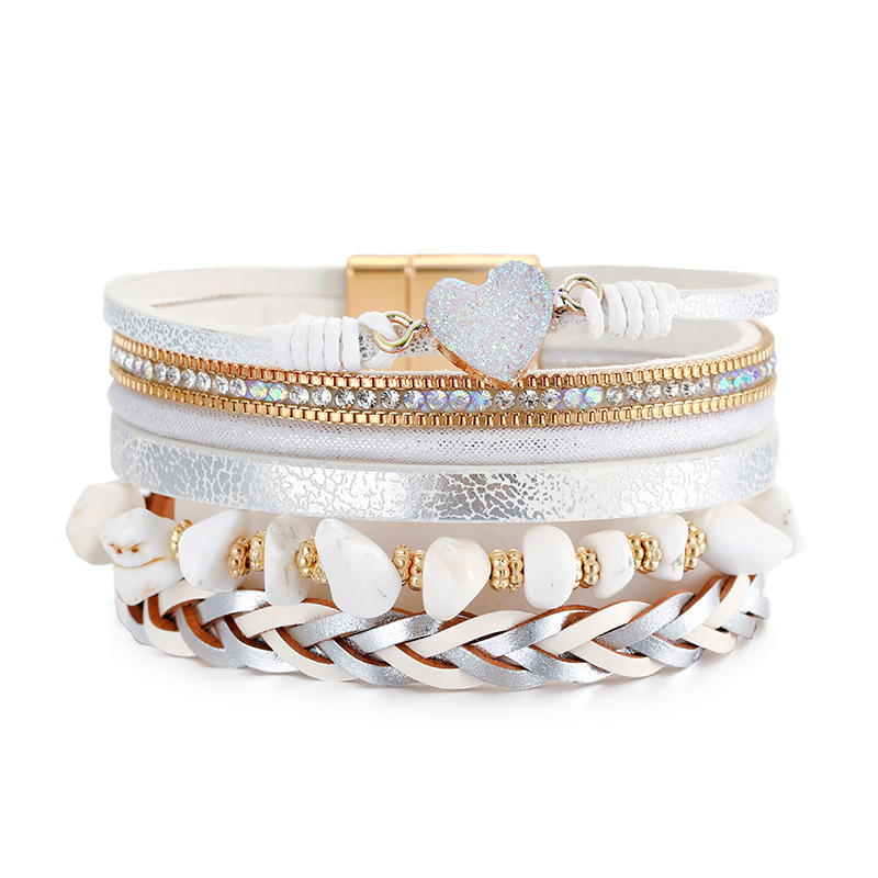 Ethnic Style Heart Shape Pu Leather Braid Womenu0027S Bracelets