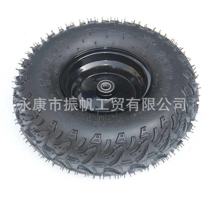 Four-Wheel Go-Kart Steering Wheel Electric Vehicle 14X4.10-6 Vacuum Off-Road Tire with 6002 Bearing Front Hub