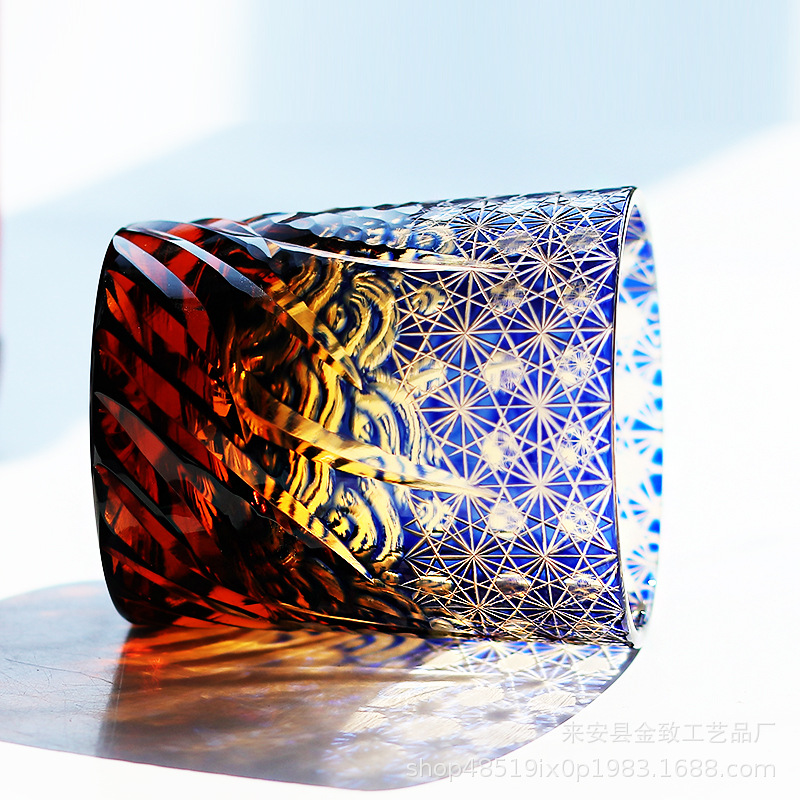 Taza de cristal Edo Chezi Taza de vino de whisky tallada a mano Taza de vino de gama alta Taza de vidrio de cerveza Taza de agua Caja de regalo