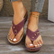 Cross-border foreign trade plus size thick-soled sandals and slippers women's 2024 summer new European and American beach waterproof platform toe women's shoes 43