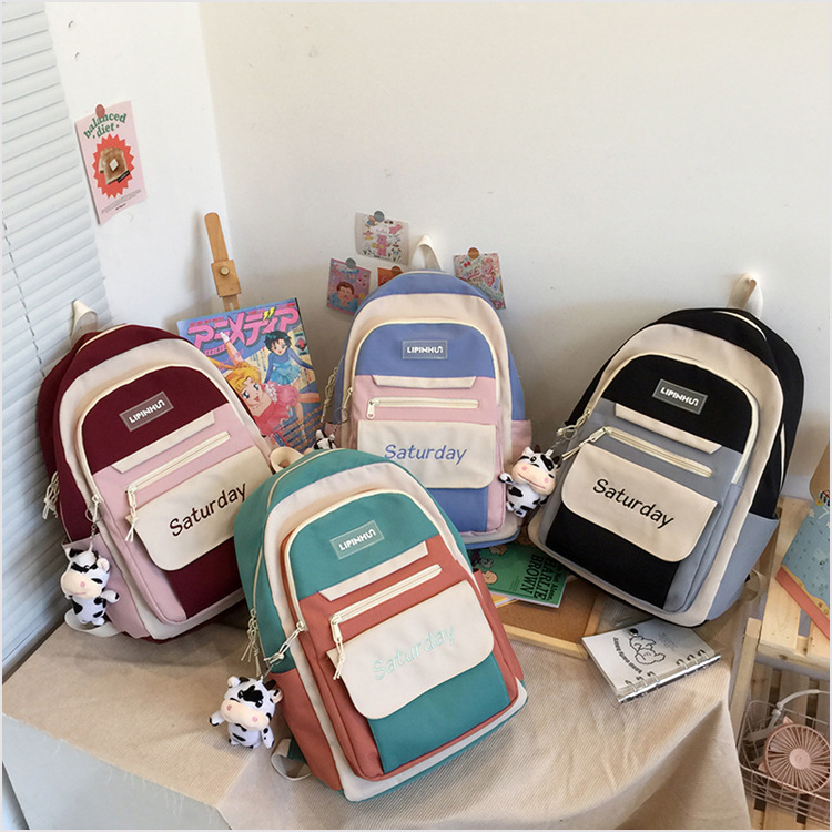 Korean Large Capacity Candy Color Embroidery Backpack Wholesale Nihaojewelry display picture 1