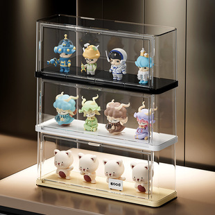 手办盲盒收纳盒可叠加展示盒防尘PET塑料盒展示架娃娃公仔展示盒-阿里巴巴