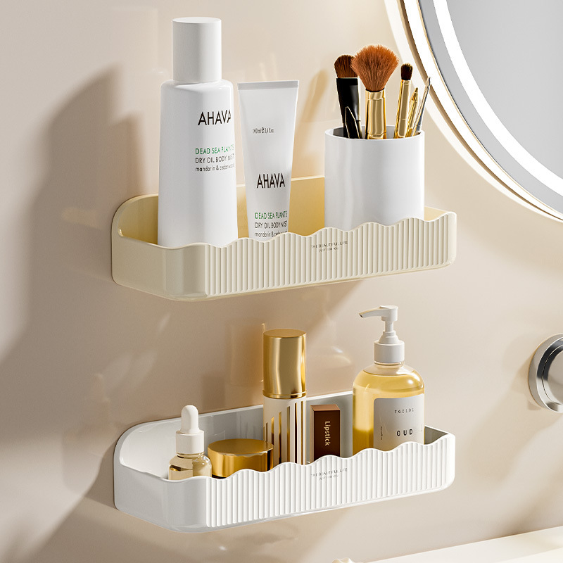 Toilet Bathroom Storage Rack Punch-free Wall-mounted Mirror Cabinet Front Storage Box Washstand Cosmetics Storage Rack