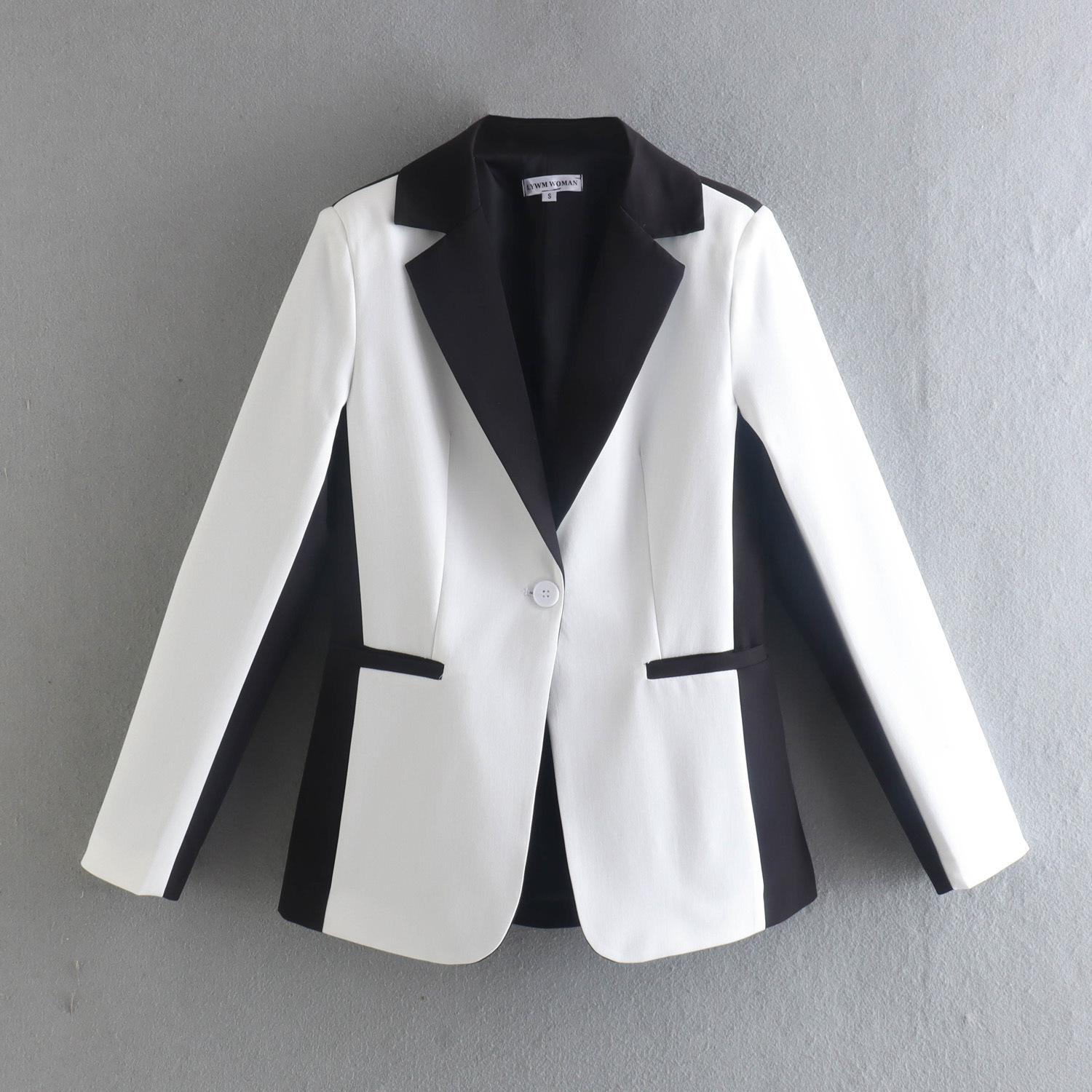 single-button color matching long sleeve slim blazer NSAM131050