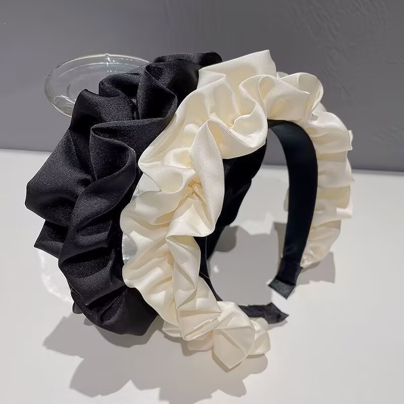 2025 New High-End Hair Accessories, High-Top Headband, Face Wash and Makeup Headband, Pleated Elegant, Toothed Anti-Slip Headband