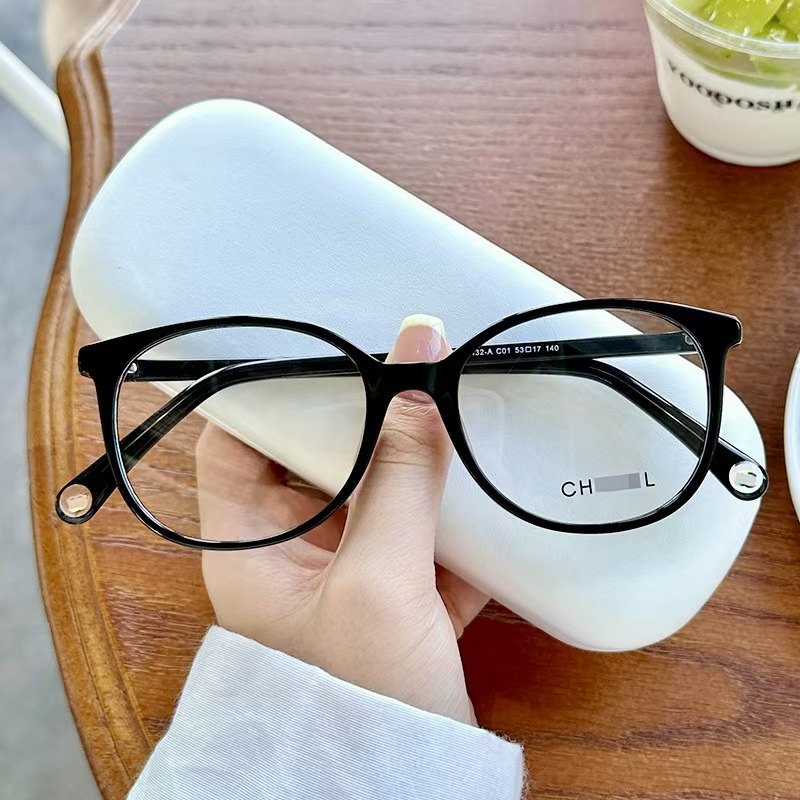 Xiaohongshu's Popular Ch3432 Chanel-Style Eyeglass Frames, Simple Plain Frames for Women, Make the Face Look Slimmer, Can Be Fitted with Prescription Lenses