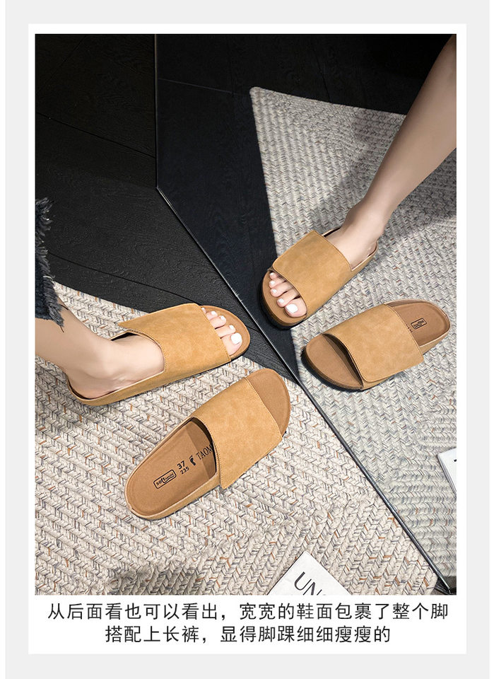 Dép sandal nữ quai ngang bản rộng mũi tròn đế bằng gấp gọn đi ngoài trời mùa hè — Màu Kaki, Màu mơ, Màu đen chi tiết 16