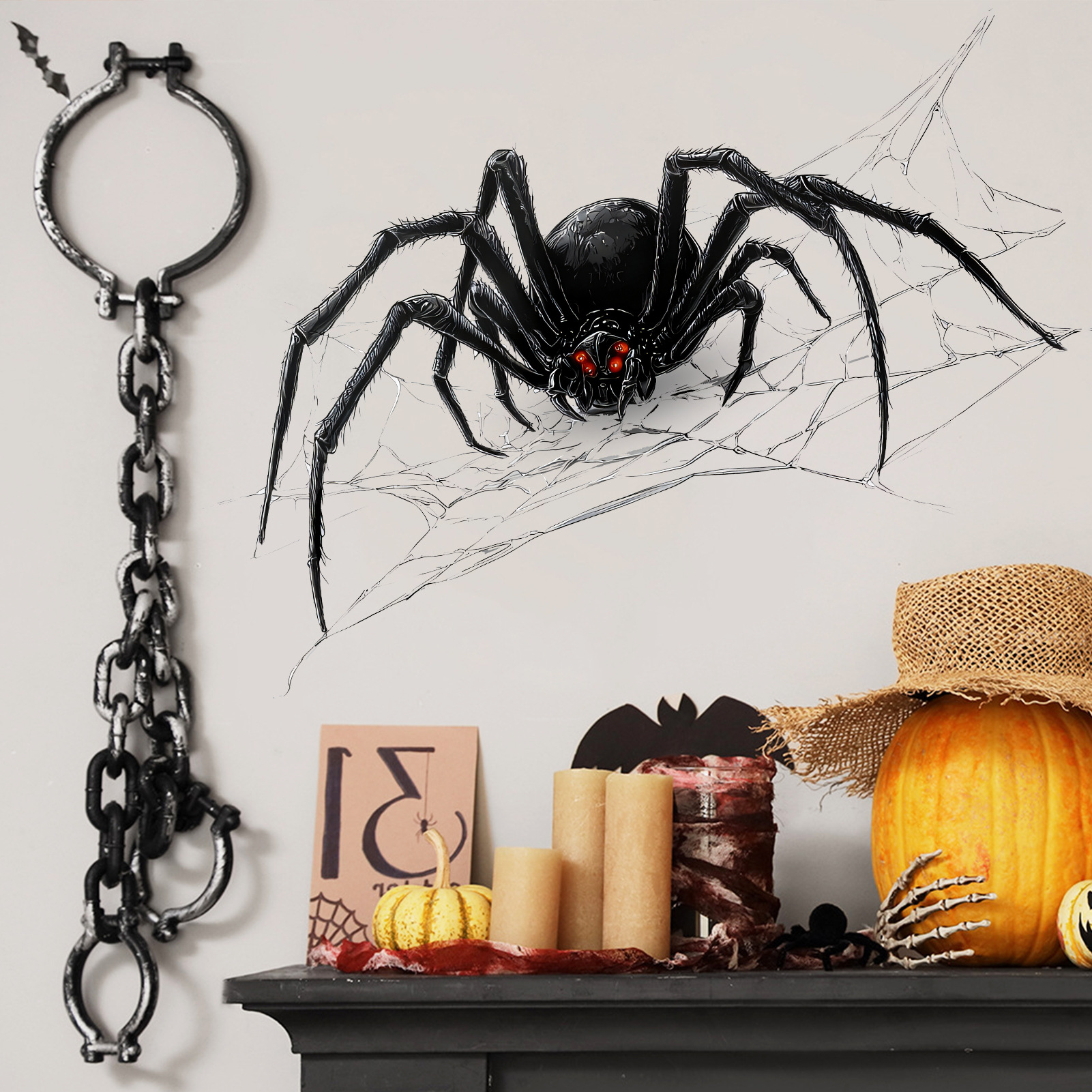 Halloween 3d Spider Web Wall Sticker Home Decoration Mural_voghion.com