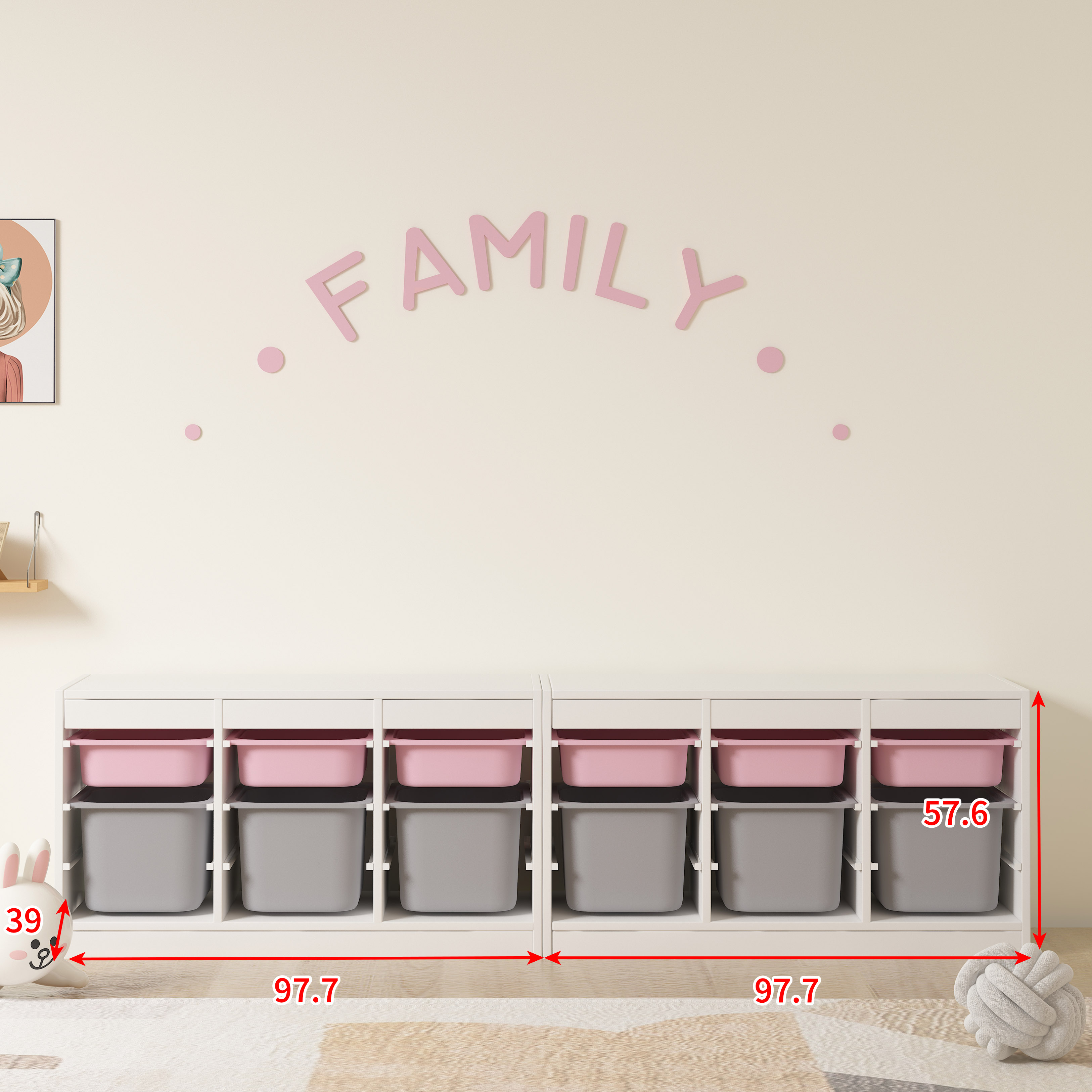 ∅∅∅ααα 3*3 장난감장 핑크색 2세트 길이 195.4∅∅∅ααα