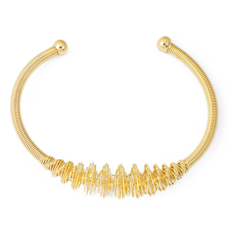 クロスボーダー竹チタン鋼ブレスレットヨーロッパとアメリカの幾何学的なスプリングブレスレット真空メッキ 18K シンプルで軽い高級ハイエンドハンドジュエリー|undefined